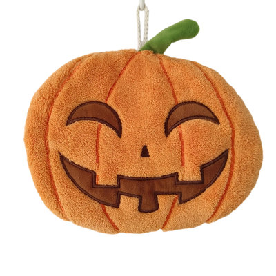 Halloween Pumpkin Corals Fleece Hanging Hand Towel Kitchen And Bathroom Hand Towel Holiday Party Pendant