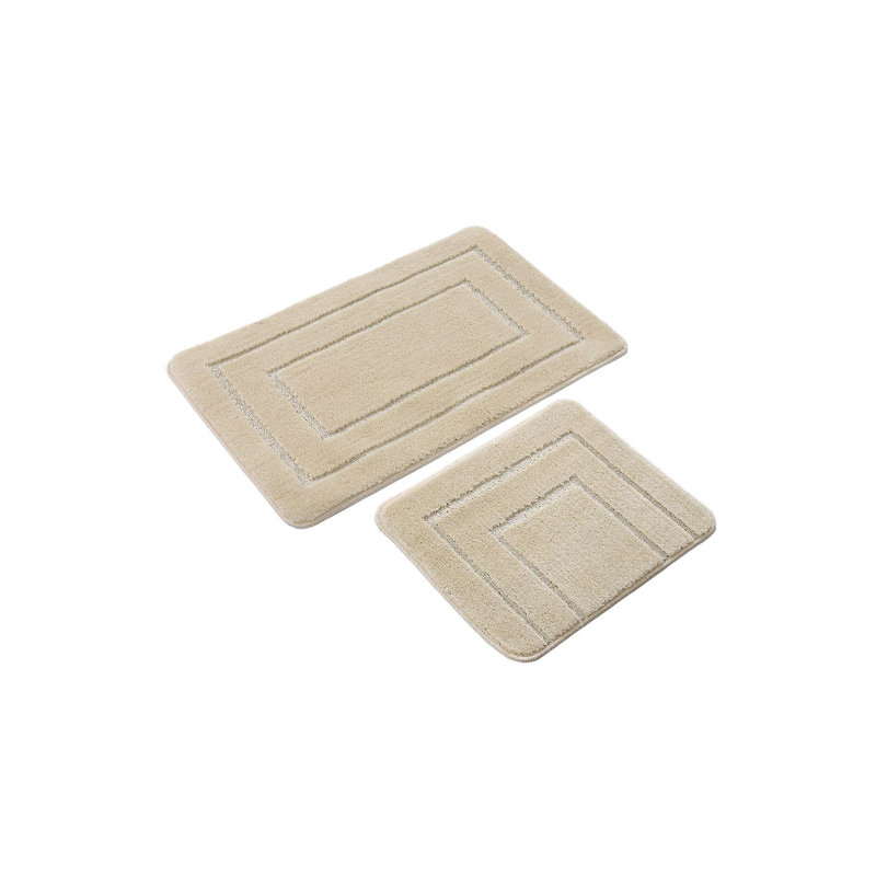 Premium Bathmat Set (2 Pieces), Cream Color, 19.7 x 31.5 inches & 15.7 x 19.7 inches | 100% Polypropylene, 1350 g/m², 0.5 mm Pile & Sponge Height | Non-Slip Natural Latex Sole, Machine Washable, Soft & Durable