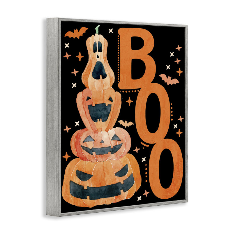 «Boo with Whimsical Jack-o-Lanterns», estampe numérique, design par Kim Allen, H 20 po x l 16 po, Estampe numérique Farmhouse