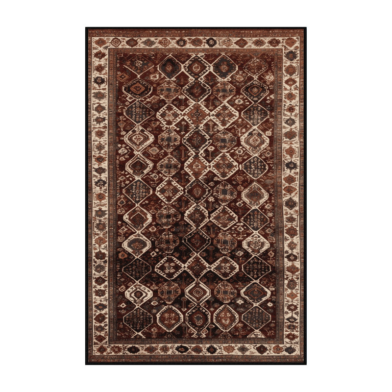 Tapis persan noir lavable à la machine, Rectangle 6 pi x 9 pi