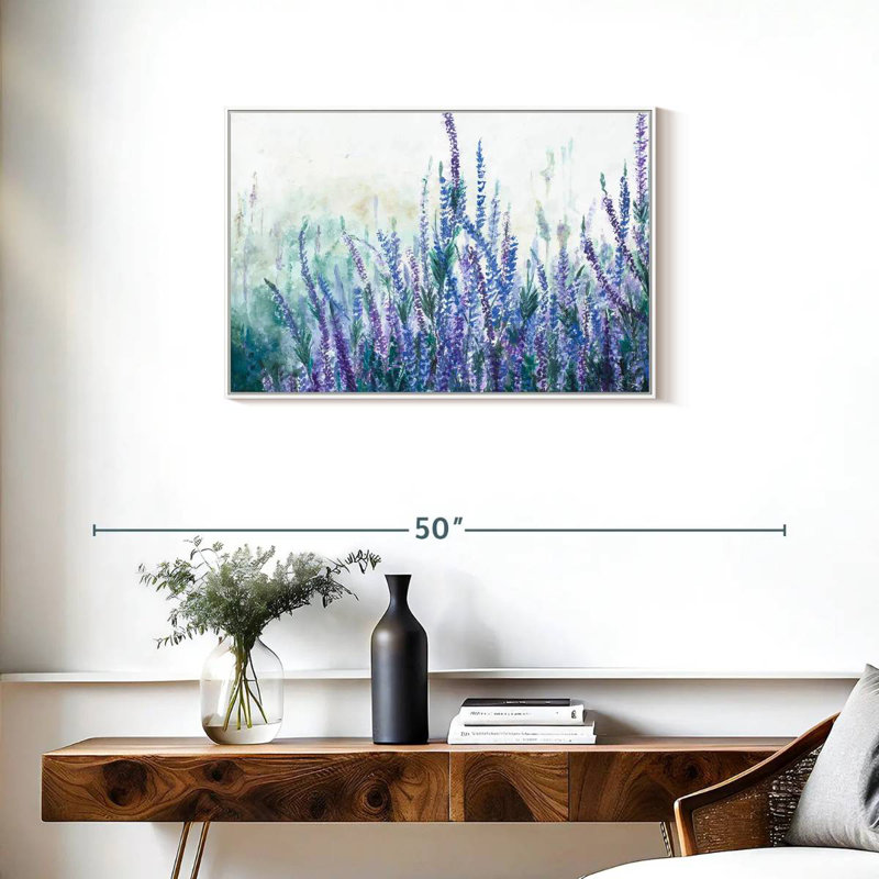 Lavande jardin floral, Cadre flottant blanc, 31 po x 21 po