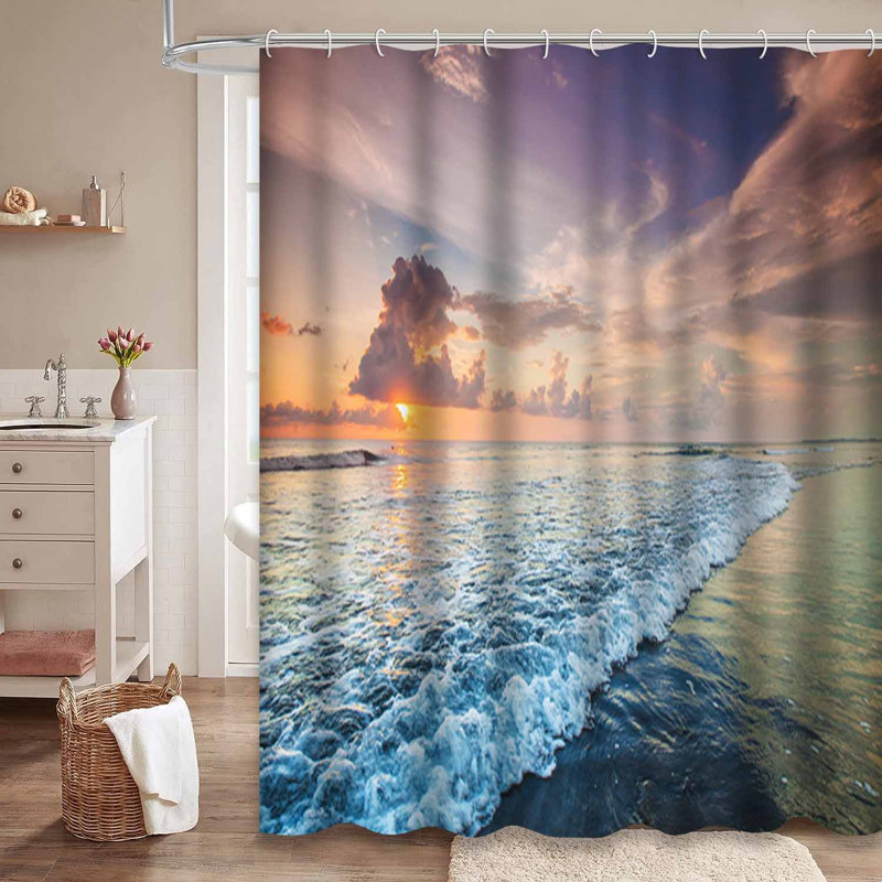 Coucher de soleil sur la mer, six plages, paysage, magnifique nuage bleu, côte, nature, avec 12 crochets, L 72 po x l 84 po