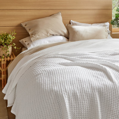 Bedsure Cotton Waffle Weave Throw Blanket
