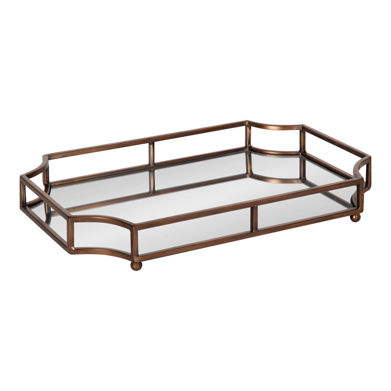 Brionna Mirrored Glass Tray, Brown