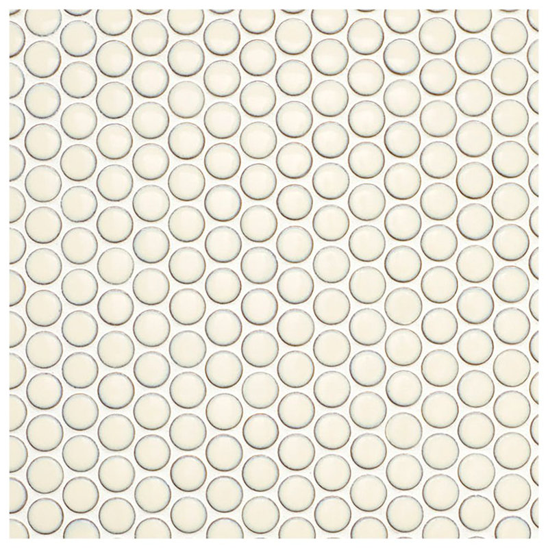 Ceramic Penny Round Mosaic Wall & Floor Tile, Vanilla