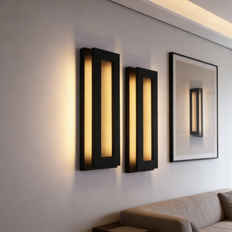 Integrated LED Modern Outdoor Wall Light Fixture, 19 Inch Dimmable Exterior Wall Sconce With Anti-Glare Backlight, 5CCT Selectable, IP65 Waterproof, 100-277V, ETL Listed, Pack Of 2