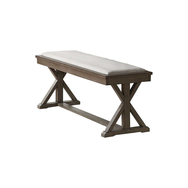 Banc de salle à manger contemporain gris cendré avec structure en bois massif et coussin en placage