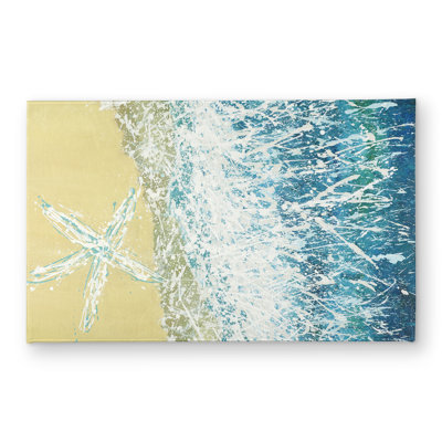Left Side Seastar Door Mat - Coastal Bedroom Decor | Indoor Outdoor