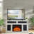 Electric Fireplace Tv Stand With Spacious Storage Console, Embossed Rustic Design, Remote Control, Cord Management, And Adjustable Shelves For Living Room-1105822677