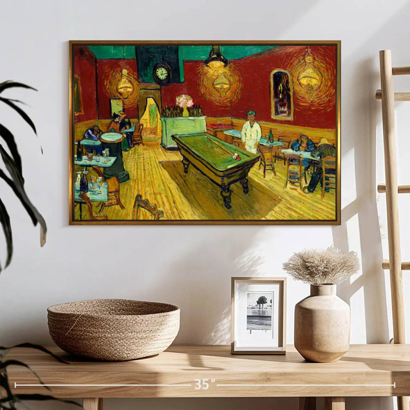 The Night Cafe, 25 po x 17 po, Cadre flottant doré