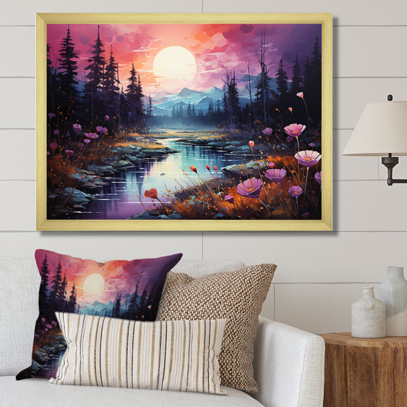 Art mural Northern Lights, Cadre d'angle fermé doré, H 32 po x l 16 po x P 1 po