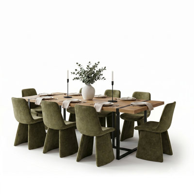 
Cubillos 79'' Rectangular Dining Table Set For 8 With Upholstered Dining Chairs
