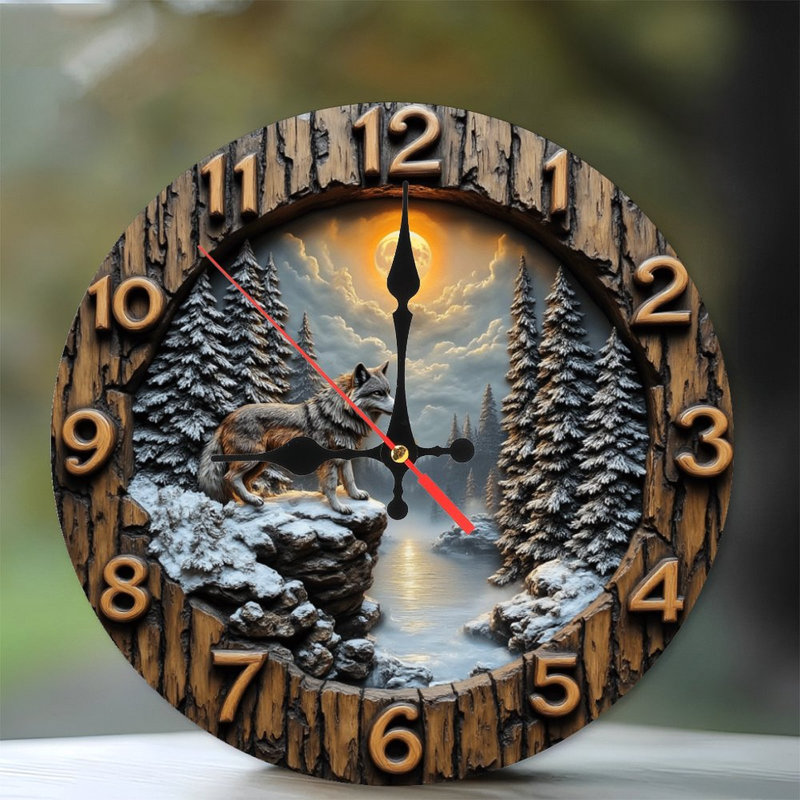 Horloge murale loup