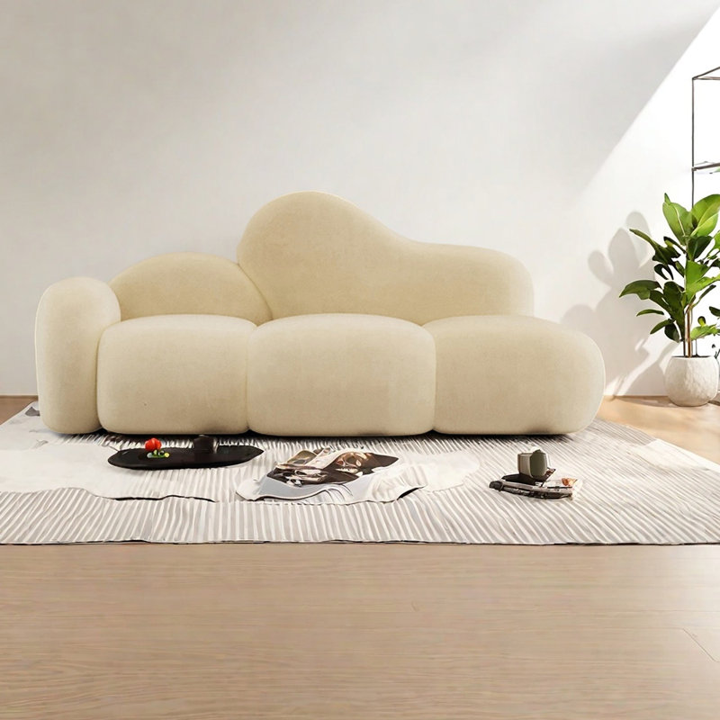 Chaise longue en flanelle au design unique, Orienté à gauche (vu de face), Beige