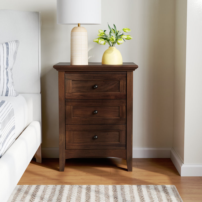 Melusina 23.25'' W Solid Wood Nightstand, Cherry Brown