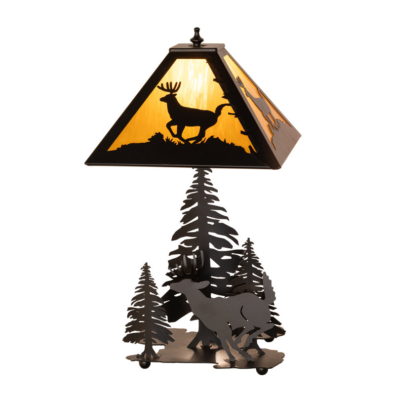20" High Lone Deer Table Lamp, Emerald Green