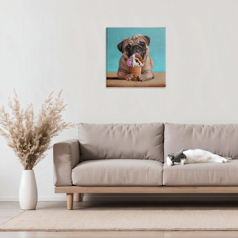 Crème glacée et toile pour chien Neapawlitan, design par Lucia Heffernan, H 17 po x l 17 po