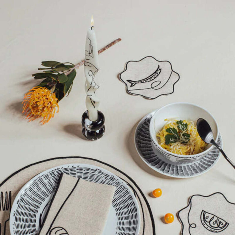 Line Drawing Handmade Porcelain Cereal Bowl