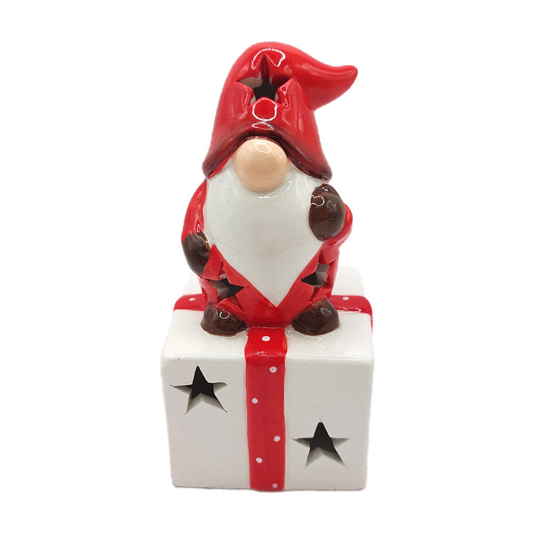 Christmas Ceramic Ornament - Christmas Gift with Gnome by  F07N7-8