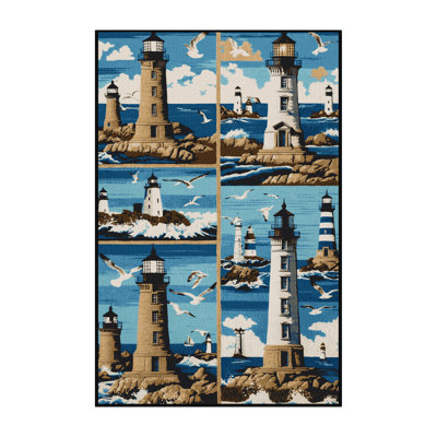 Washable Lighthouse Collection Coastal Area Rug