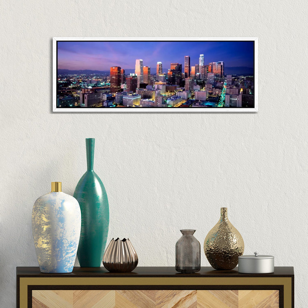 NightSkyline, Cityscape, Los Angeles, California, USA by Panoramic Images - Panoramic Gallery-Wrapped Canvas Giclée on Canvas