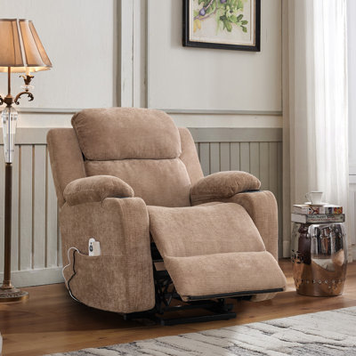 Katrein Heat and Massage Faux Leather Recliner with Dual Motor,Lift Function