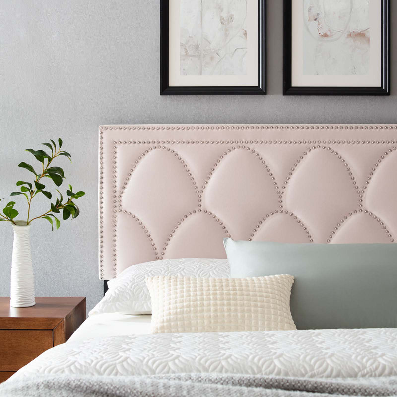 Modway Greta Performance Velvet Headboard, King, Pink