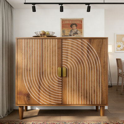 Buffet en noyer avec rainures