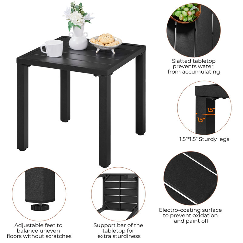 Black Metal Square Outdoor Side Table
