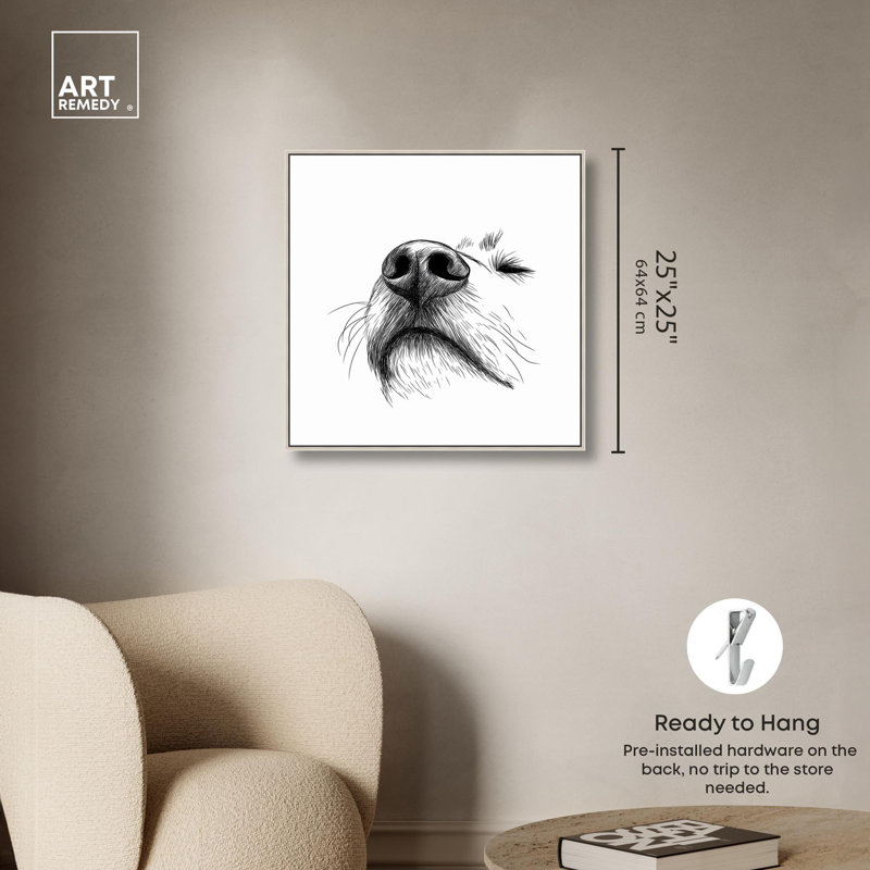 «The Nose Knows» par Art Remedy, Encadrement argenté, H 25 po x l 25 po x P 2 po