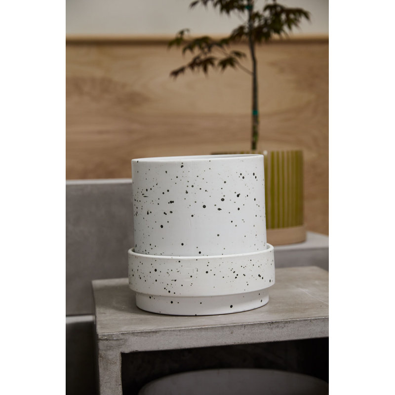 Bridgeway Pot with Saucer, 10" H x 10" W x 10" D