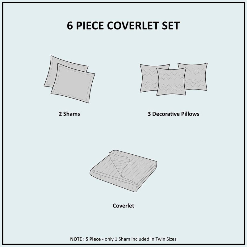 Full Gray Reversible Herringbone Quilt Set with Throw Pillows