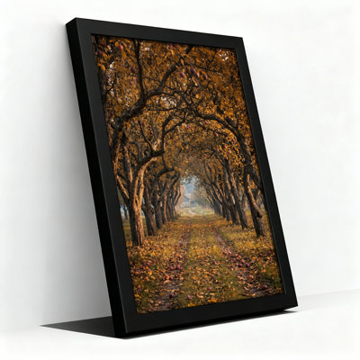 Black Wood Framed，Canvas Wall Art for Living Room, Bedroom, Office or Entryway – Decorative Wall Decor with Autumn Path