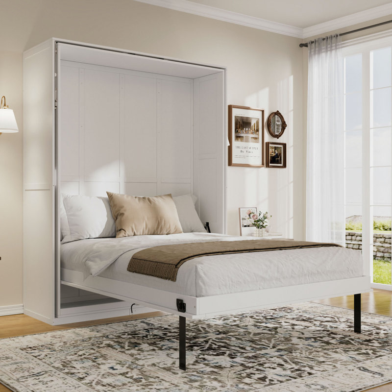 Lit escamotable rotatif avec supports de rangement cachés, lit mural multifonctionnel peu encombrant pour le bureau à domicile et les petites pièces,