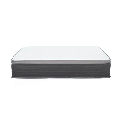 12 po Matelas ensaché à ressorts ensachés, grand, matelas en mousse viscoélastique imprégnée de gel, blanc / gris