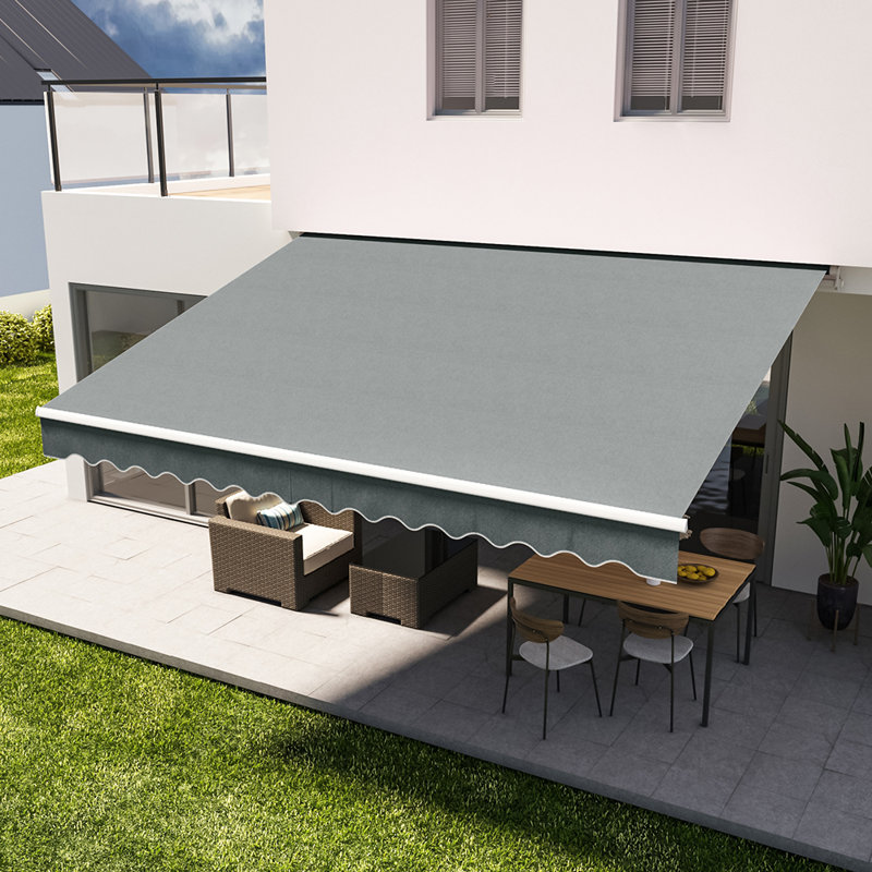 Aaronjosh 3m W x 2.5m D Retractable Patio Awning, Grey