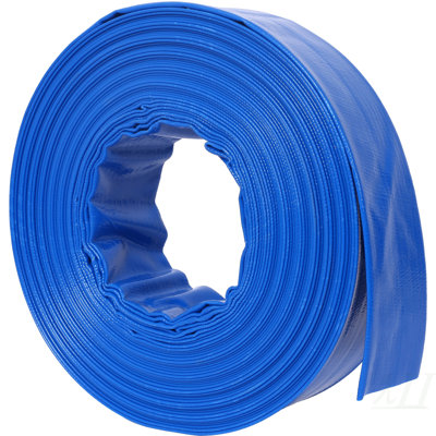 1-1/2"(Flat 2.6") widthx 100 FT Pool Backwash Hose, Blue Heavy Duty Reinforced PVC Lay Flat Water Discharge Hose for Swimming Pool Filter Pump,with 2 Clamp
