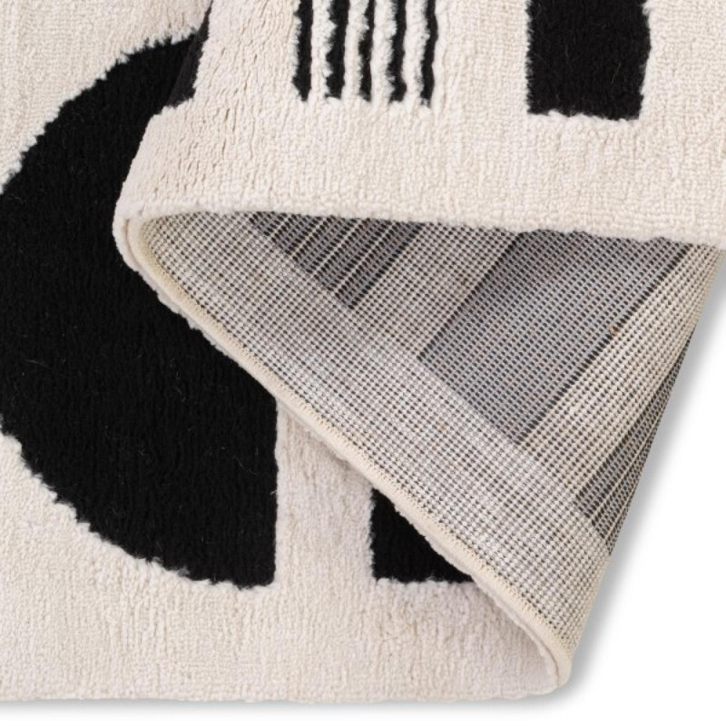 Tapis à motif géométrique noir et gris Sherpa, Rectangle 2 pi x 3 pi