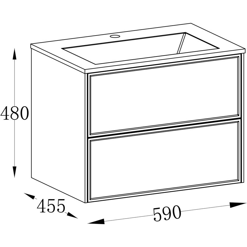 Kessa 590mm Single Bathroom Vanity with Integrated Resin Basin, Matt White
