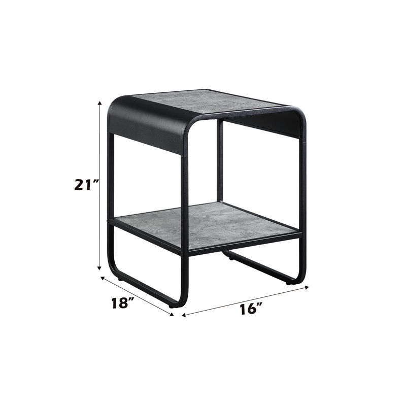 Table d'appoint élégante noire et grise avec structure moderne et options de rangement grises pour divers objets