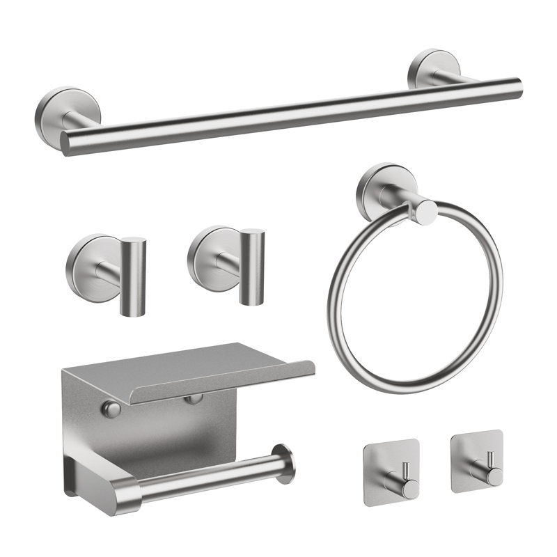 7 - Piece Bathroom Hardware Set,Towel Bar Set,Stainless Steel Rustproof Towel Rack Wall Mounted for Bathroom, Nickel