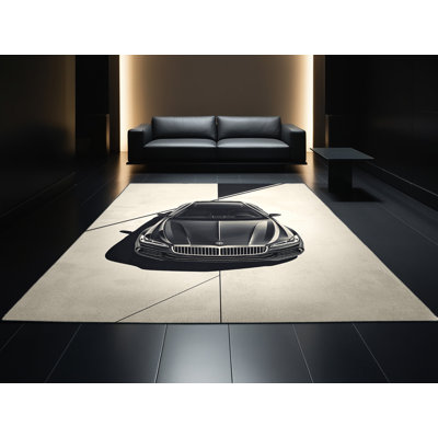 Machine Washable Eldred Luxury Sedan Posh & Luxe Rug in Beige – Black Binding