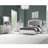 Contemporary Bedroom Nightstand With 2 Arched Top Drawers In Platinum Color Silver Grey Nightstand, And Metal Glide Bottom