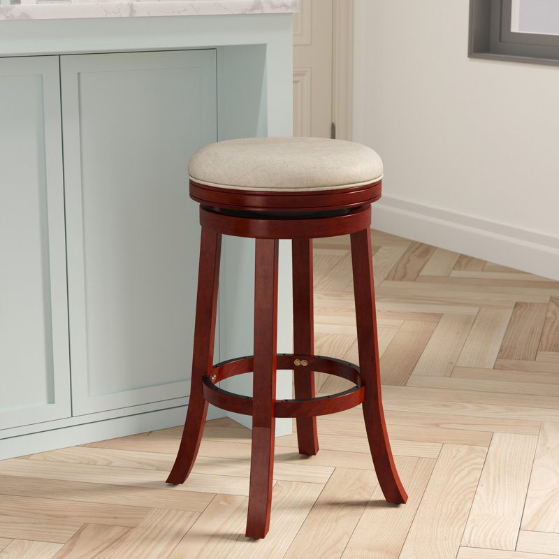 Tabouret de bar de 30 po avec siège couleur cerise et tissu, pivot confortable, fabrication en bois franc, tabouret de cuisine convenant à la cuisine, finition cerisier, bois franc,