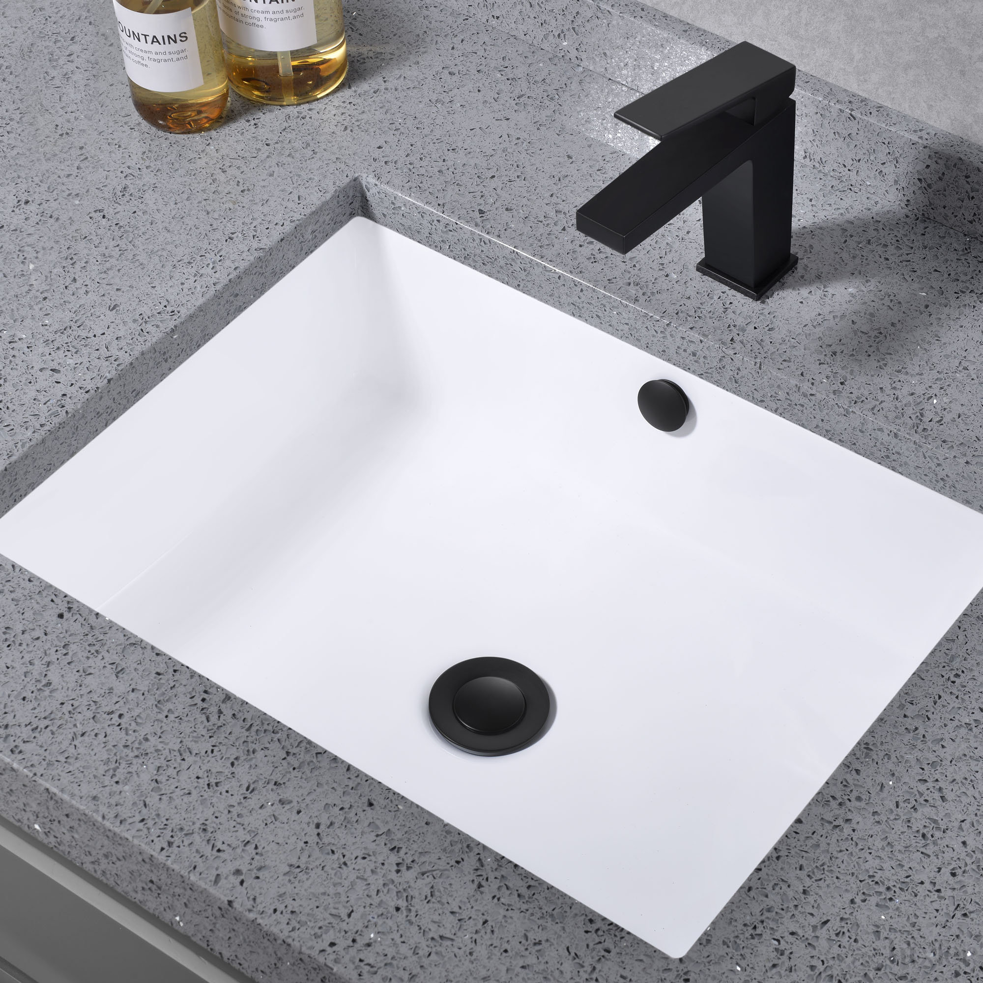 Pop-Up Bathroom Sink Drain Stopper with Overflow, Matte Black