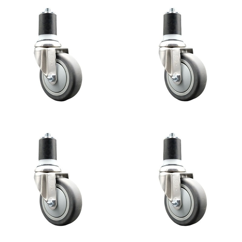 Ensemble de roulettes extensibles pivotantes en caoutchouc thermoplastique 316SS