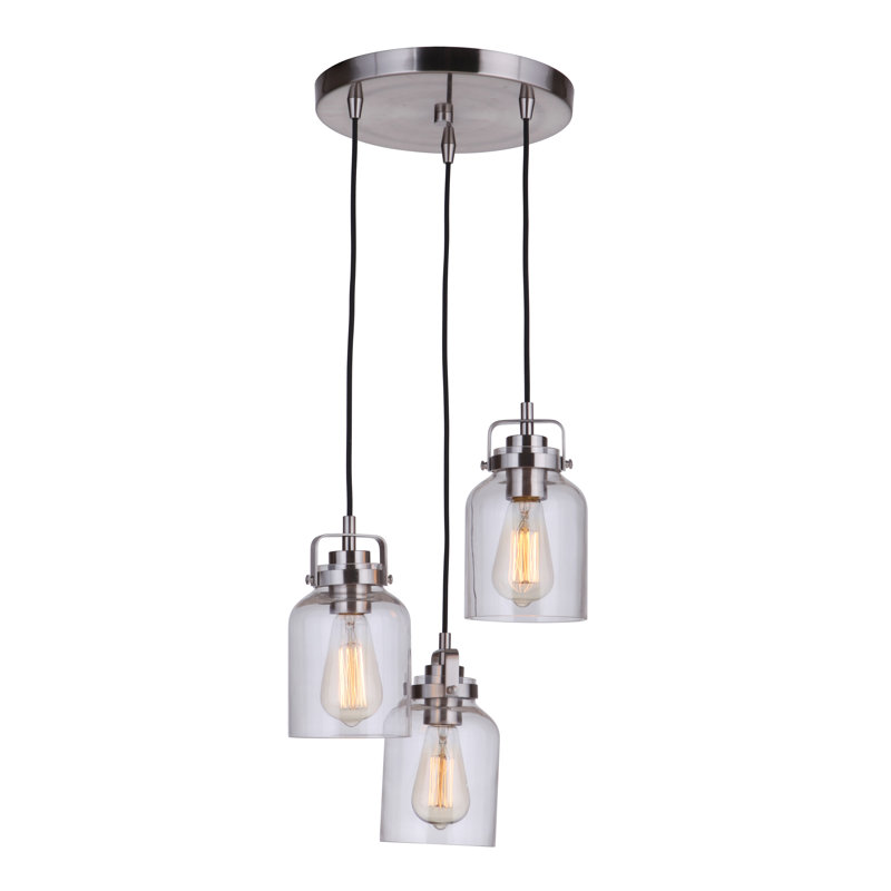 Barreras 3 - Light Cluster Pendant, Brushed Polished Nickel