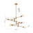 Modern 8 Light Brass Linear Arm Chandelier