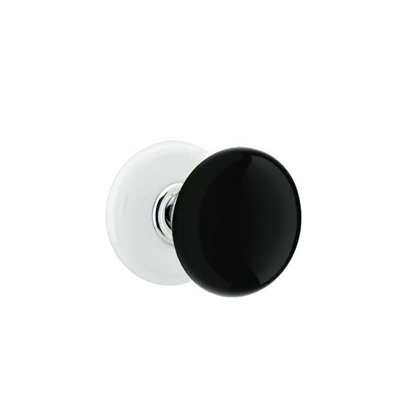 Ensemble de boutons Emtek avec rosette en porcelaine blanc glacé et bouton en porcelaine ébène