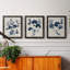 Bleu marine et feuilles de lin II - ensemble de 3 peintures sur toile encadrées-1524676207-1524676181